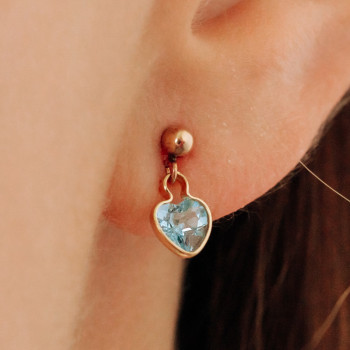 Sky Jewelry Золотые серьги-гвоздики с  обворожительной Голубой Шпинелью