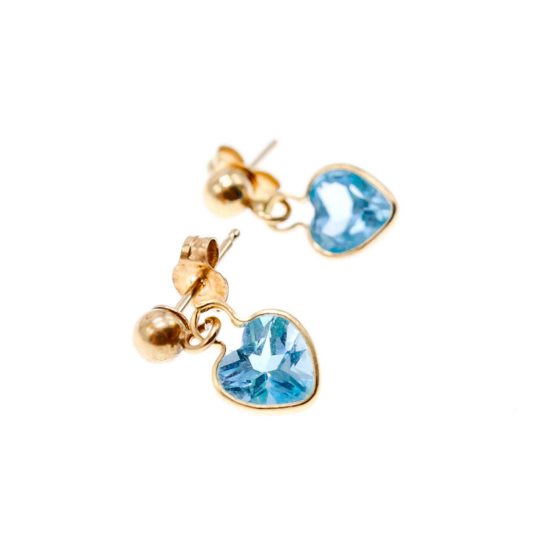 Sky Jewelry Золотые серьги-гвоздики с  обворожительной Голубой Шпинелью