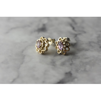 Sky Jewelry Серебряные серьги-гвоздики   с Аметистом 925 проба