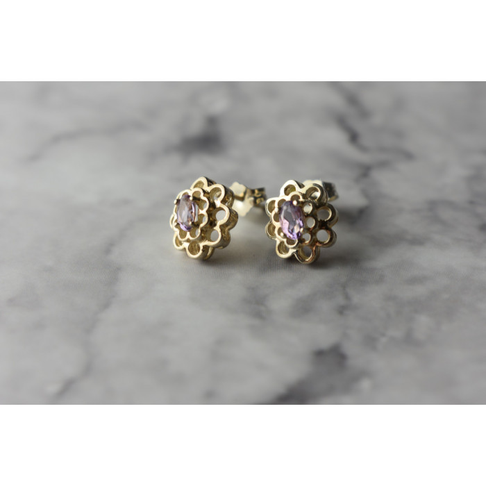 Sky Jewelry Серебряные серьги-гвоздики   с Аметистом 925 проба