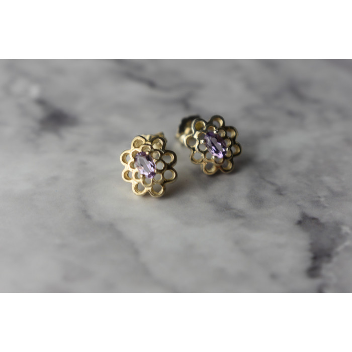 Sky Jewelry Серебряные серьги-гвоздики   с Аметистом 925 проба