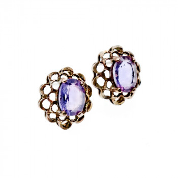 Sky Jewelry Серебряные серьги-гвоздики   с Аметистом 925 проба