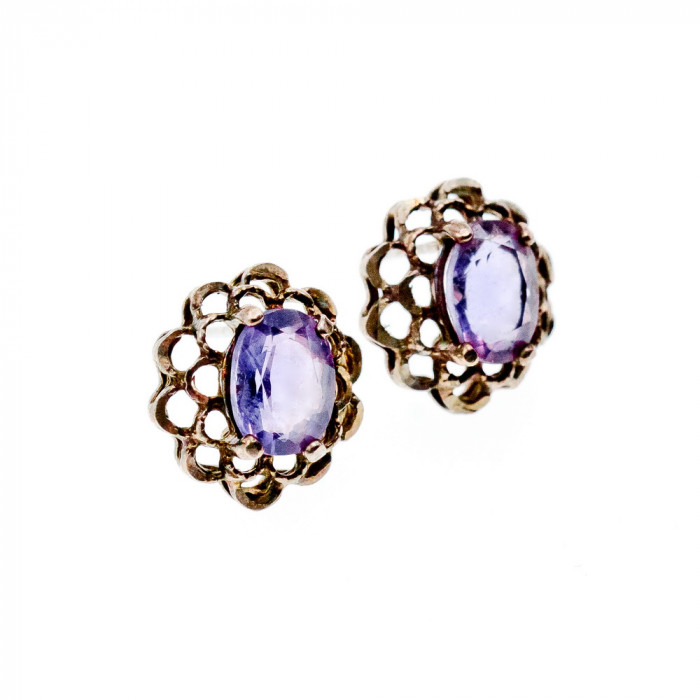 Sky Jewelry Серебряные серьги-гвоздики   с Аметистом 925 проба