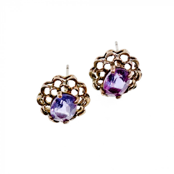 Sky Jewelry Серебряные серьги-гвоздики   с Аметистом 925 проба