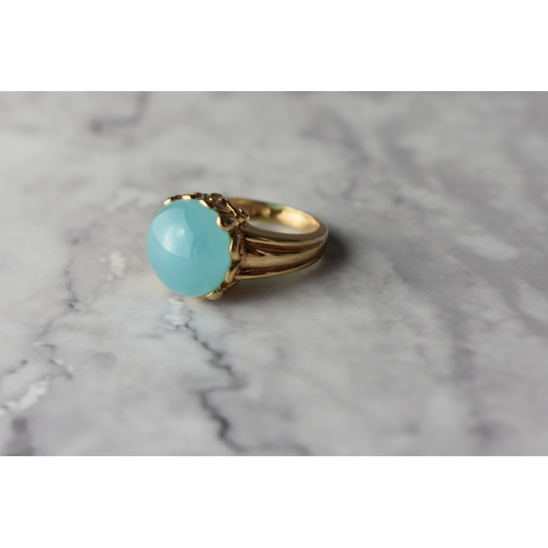 Sky Jewelry Серебряное кольцо в позолоте с Голубым Нефритом
