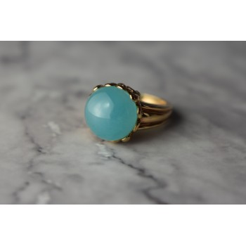 Sky Jewelry Серебряное кольцо в позолоте с Голубым Нефритом