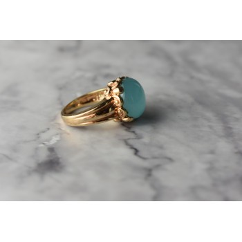 Sky Jewelry Серебряное кольцо в позолоте с Голубым Нефритом