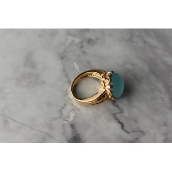 Sky Jewelry Серебряное кольцо в позолоте с Голубым Нефритом