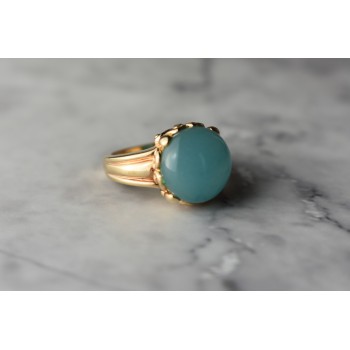 Sky Jewelry Серебряное кольцо в позолоте с Голубым Нефритом