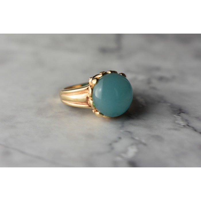 Sky Jewelry Серебряное кольцо в позолоте с Голубым Нефритом