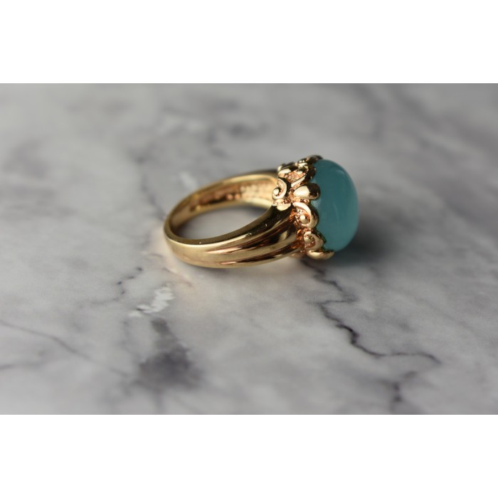 Sky Jewelry Серебряное кольцо в позолоте с Голубым Нефритом