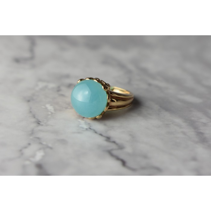 Sky Jewelry Серебряное кольцо в позолоте с Голубым Нефритом