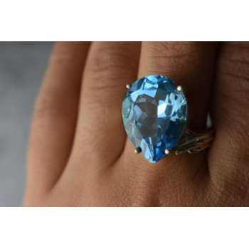 Sky Jewelry Серебряное кольцо с Голубым Топазом 925 проба