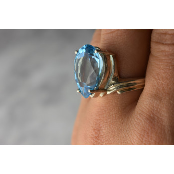 Sky Jewelry Серебряное кольцо с Голубым Топазом 925 проба
