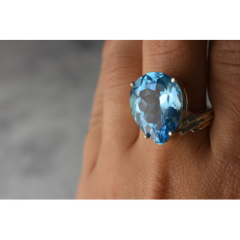 Sky Jewelry Серебряное кольцо с Голубым Топазом 925 проба