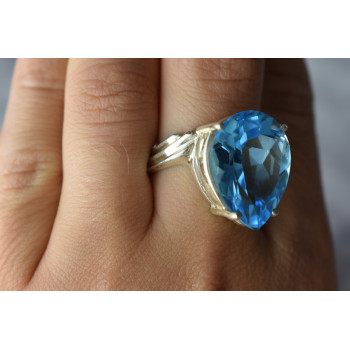 Sky Jewelry Серебряное кольцо с Голубым Топазом 925 проба
