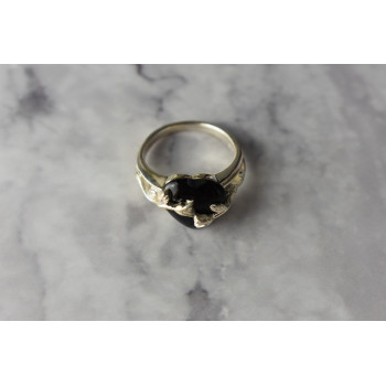 Sky Jewelry Серебряное кольцо с Черным Нефритом 925 проба *Сердце