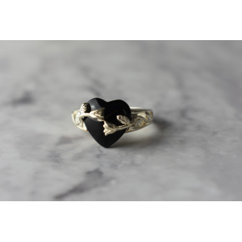 Sky Jewelry Серебряное кольцо с Черным Нефритом 925 проба *Сердце