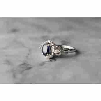 Sky Jewelry Серебряное кольцо 925 проба с Синим и Белым Сапфиром
