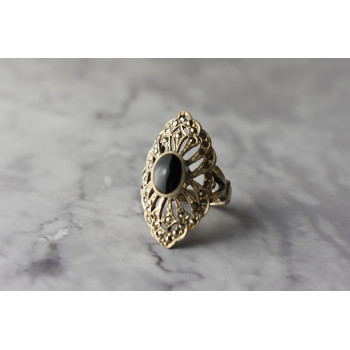 Sky Jewelry Серебряное кольцо с Турмалином и Марказитом 925 проба