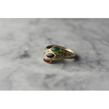 Sky Jewelry Серебряное кольцо 925 пробы с Агатом и Марказитом