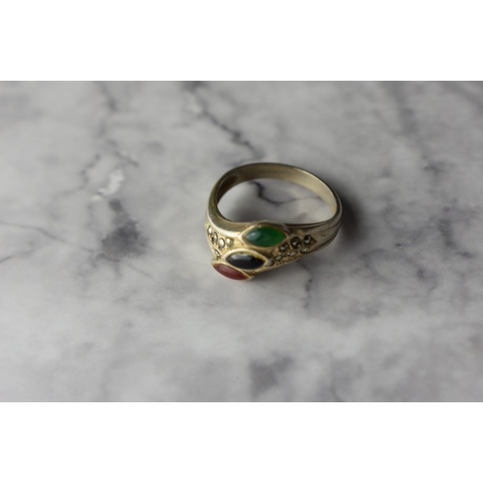 Sky Jewelry Серебряное кольцо 925 пробы с Агатом и Марказитом