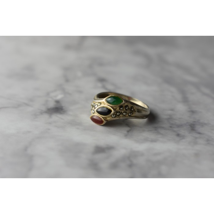 Sky Jewelry Серебряное кольцо 925 пробы с Агатом и Марказитом