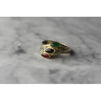 Sky Jewelry Серебряное кольцо 925 пробы с Агатом и Марказитом