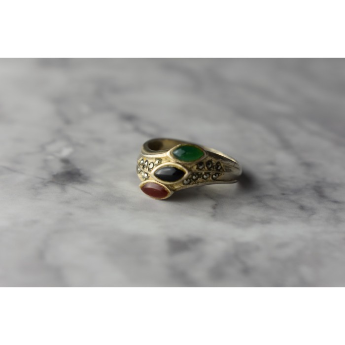 Sky Jewelry Серебряное кольцо 925 пробы с Агатом и Марказитом