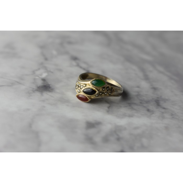 Sky Jewelry Серебряное кольцо 925 пробы с Агатом и Марказитом