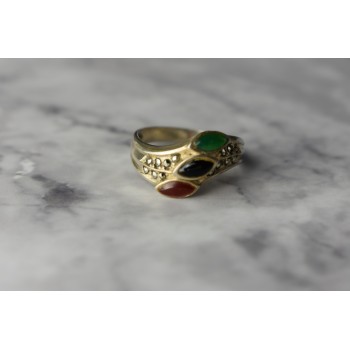 Sky Jewelry Серебряное кольцо 925 пробы с Агатом и Марказитом