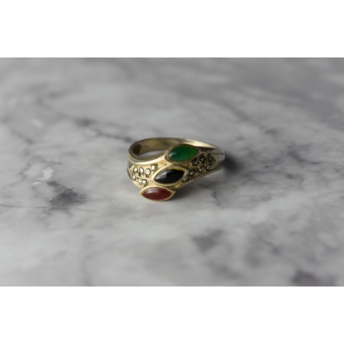 Sky Jewelry Серебряное кольцо 925 пробы с Агатом и Марказитом