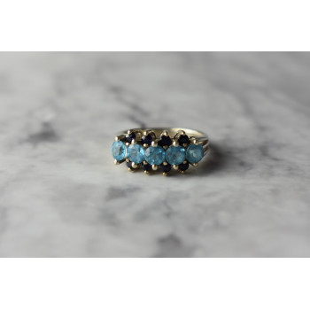 Sky Jewelry Серебряное кольцо с Голубой Шпинелью и Сапфирами