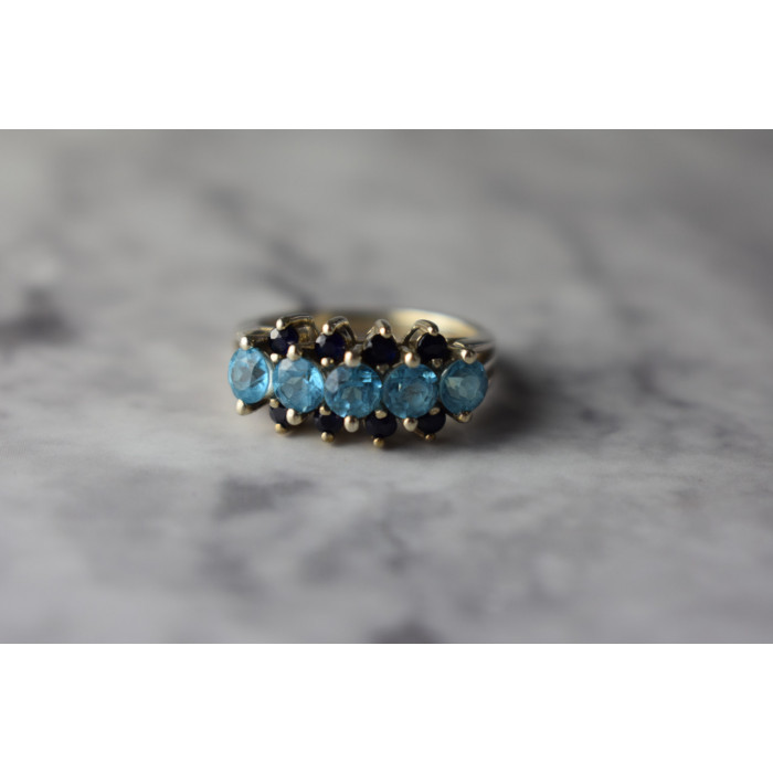 Sky Jewelry Серебряное кольцо с Голубой Шпинелью и Сапфирами