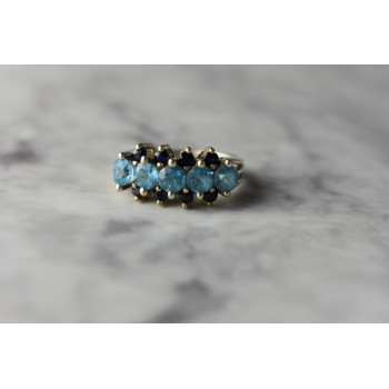 Sky Jewelry Серебряное кольцо с Голубой Шпинелью и Сапфирами