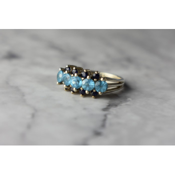 Sky Jewelry Серебряное кольцо с Голубой Шпинелью и Сапфирами