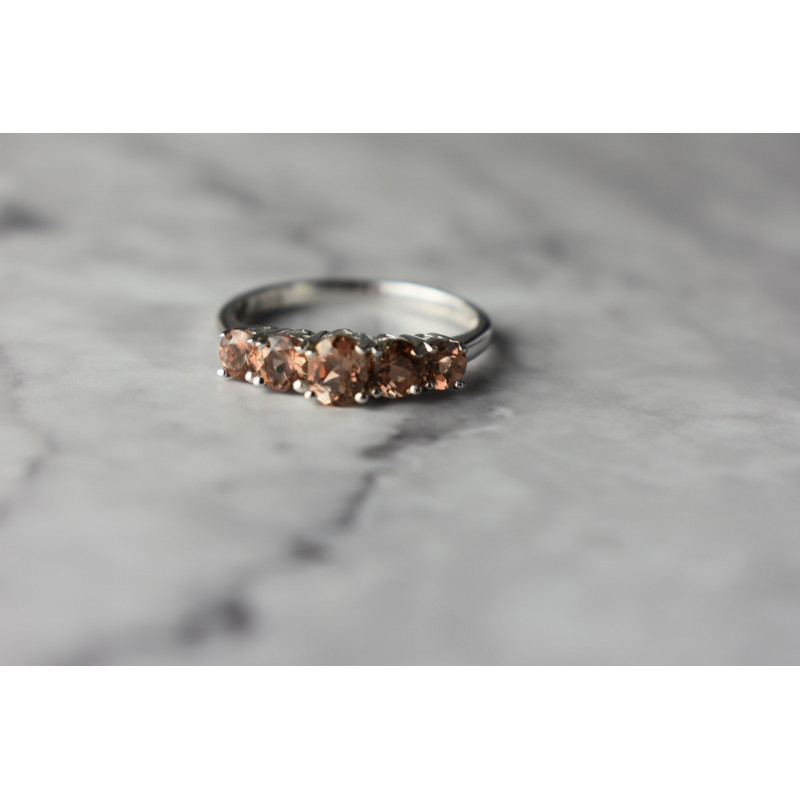 Sky Jewelry Серебряное кольцо с камнем Гессонит