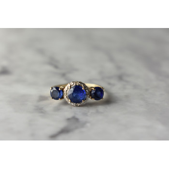 Sky Jewelry Золотое кольцо с Синим Топазом (London Blue Topaz)  и Бриллиантами