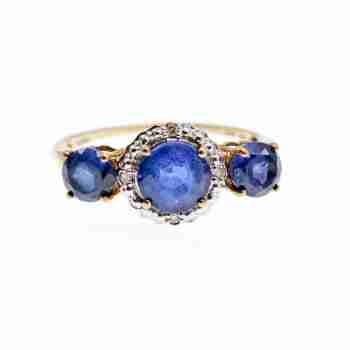 Sky Jewelry Золотое кольцо с Синим Топазом (London Blue Topaz)  и Бриллиантами