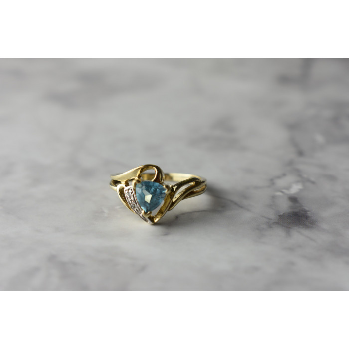 Sky Jewelry Золотое кольцо с Топазом и Бриллиантами