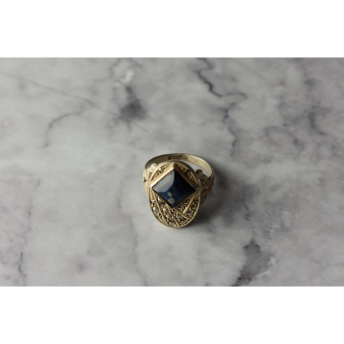 Sky Jewelry Серебряное кольцо  с камнем Содалит и Марказит