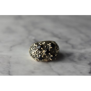 Sky Jewelry Серебряное кольцо с Черным Турмалином (Шерл) и камнями Морион