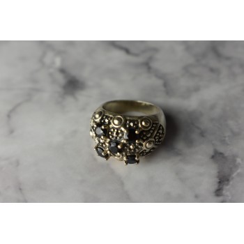 Sky Jewelry Серебряное кольцо с Черным Турмалином (Шерл) и камнями Морион