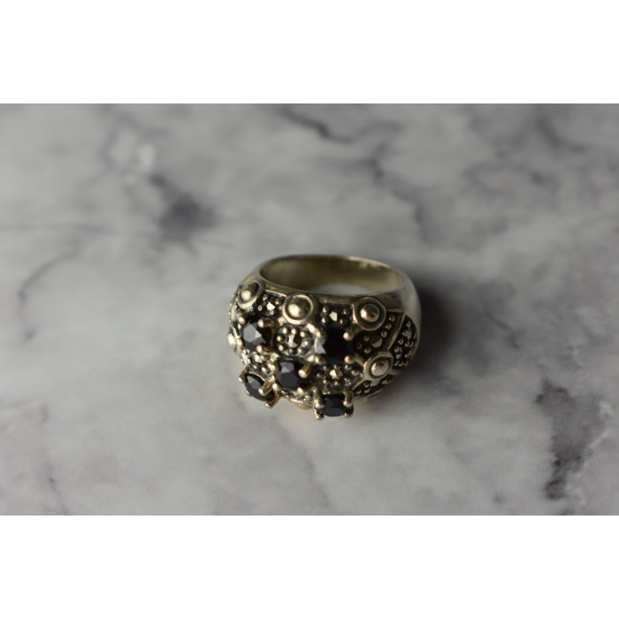 Sky Jewelry Серебряное кольцо с Черным Турмалином (Шерл) и камнями Морион