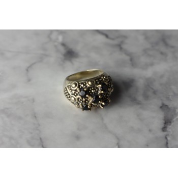 Sky Jewelry Серебряное кольцо с Черным Турмалином (Шерл) и камнями Морион