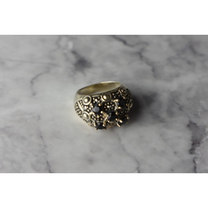 Sky Jewelry Серебряное кольцо с Черным Турмалином (Шерл) и камнями Морион