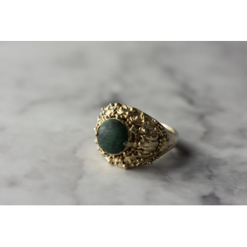 Sky Jewelry Серебряное кольцо с камнем Малахит 925 проба