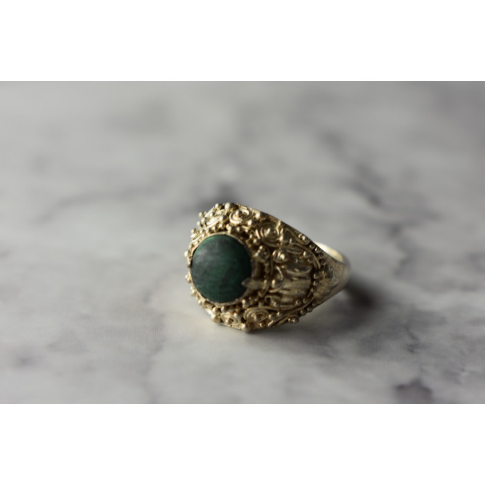 Sky Jewelry Серебряное кольцо с камнем Малахит 925 проба