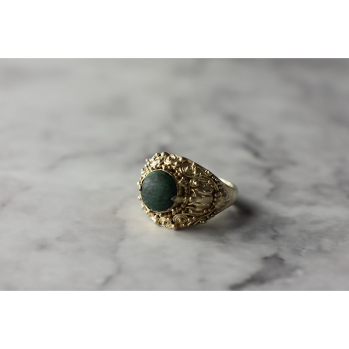 Sky Jewelry Серебряное кольцо с камнем Малахит 925 проба