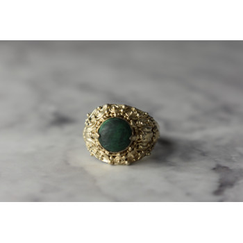 Sky Jewelry Серебряное кольцо с камнем Малахит 925 проба